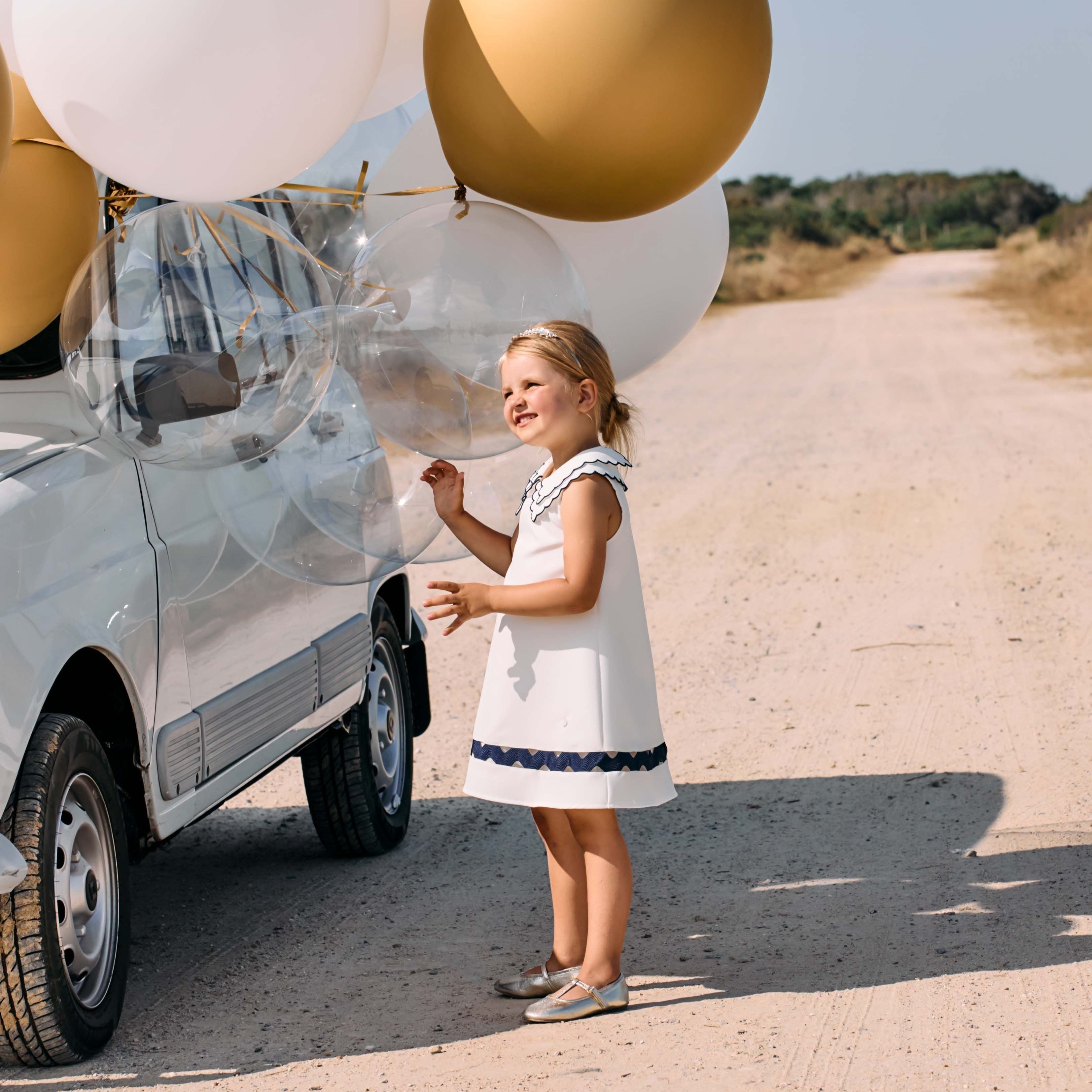White & Navy Summer Dress